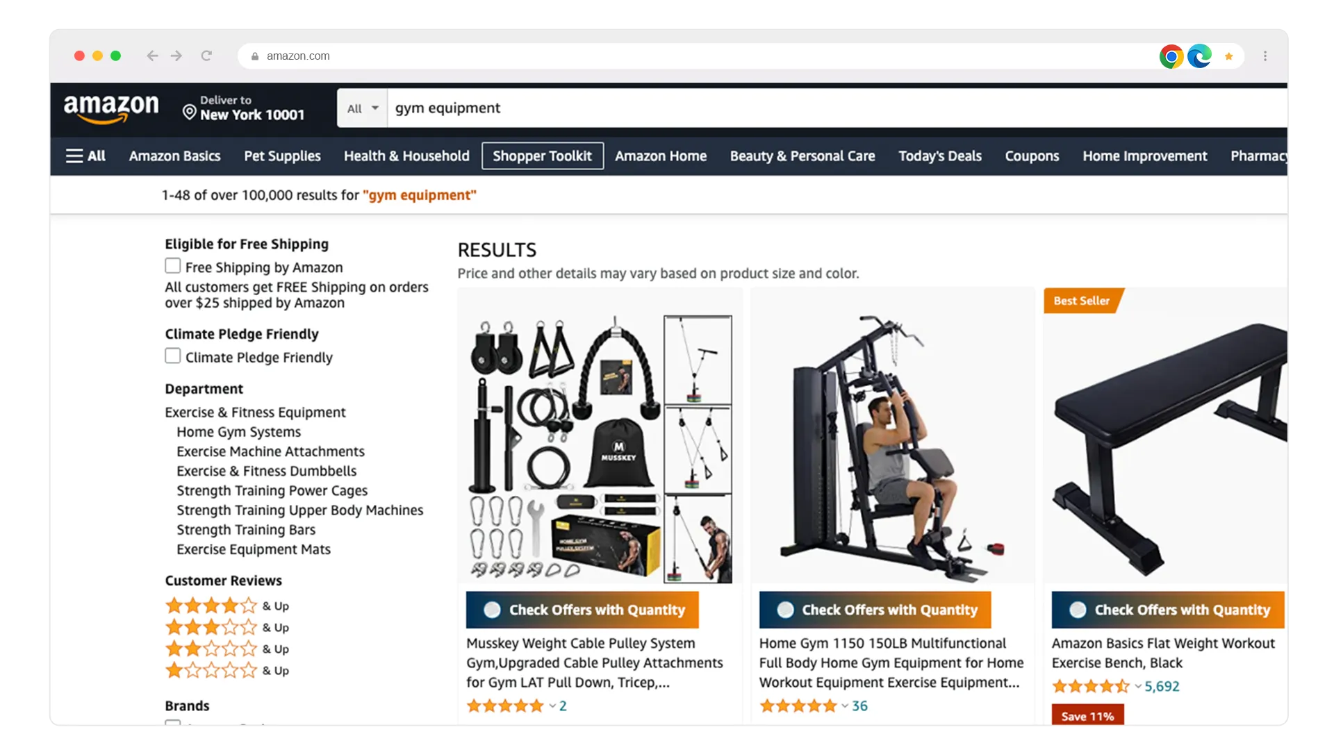 Página de resultados de búsqueda de Amazon