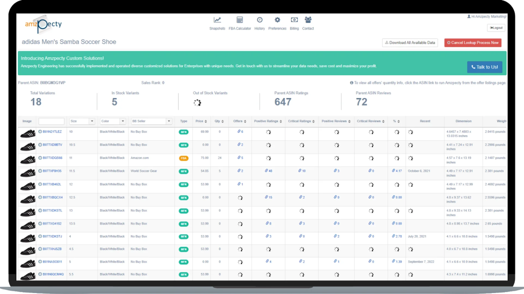 product variations viewer